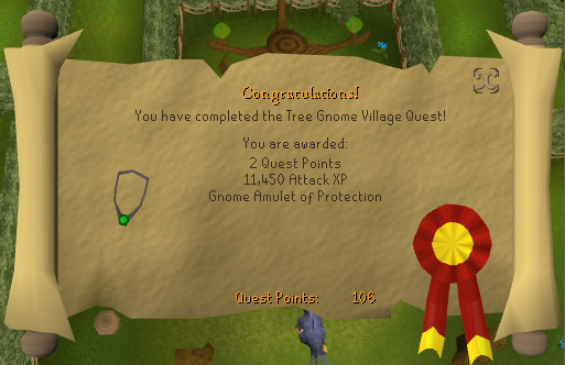 Quest completion scroll of Tree Gnome Village