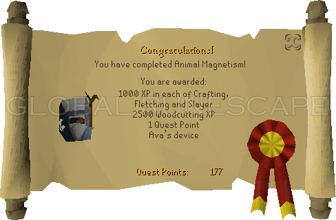 Quest completion scroll of Animal Magnetism