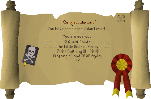 Quest completion scroll of Cabin Fever