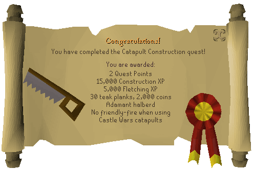 Quest completion scroll of Catapult Construction