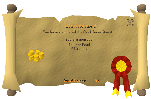 Quest completion scroll of Clock Tower