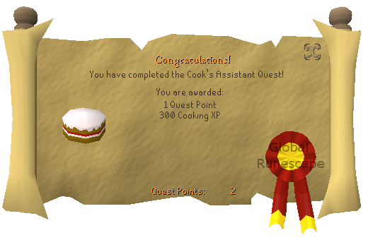 Quest completion scroll of Cook's Assistant