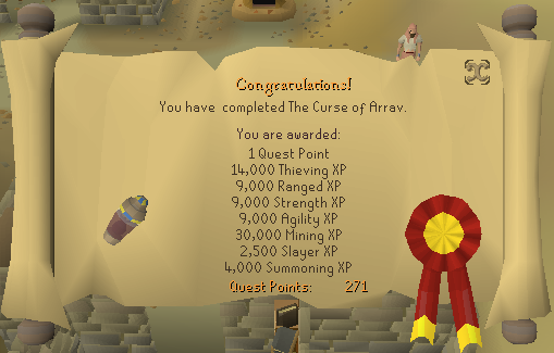 Quest completion scroll of The Curse of Arrav