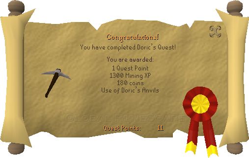 Quest completion scroll of Doric's Quest