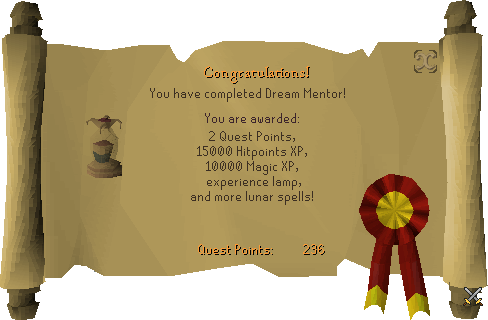 Quest completion scroll of Dream Mentor