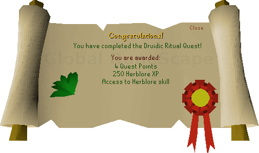 Quest completion scroll of Druidic Ritual
