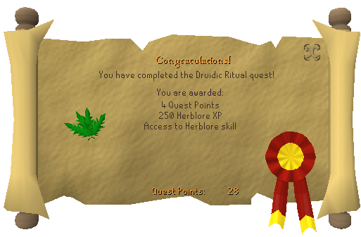 Quest completion scroll of Druidic Ritual