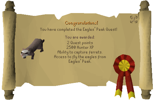 Quest completion scroll of Eagles' Peak