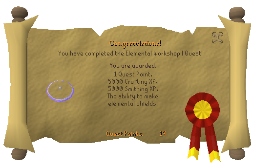 Quest completion scroll of Elemental Workshop I