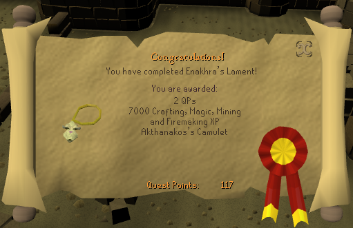 Quest completion scroll of Enakhra's Lament