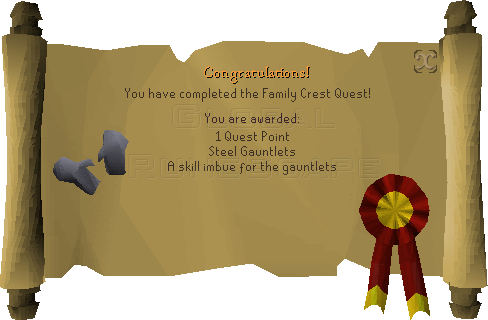 Quest completion scroll of Family Crest