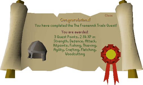 Quest completion scroll of The Fremennik Trials