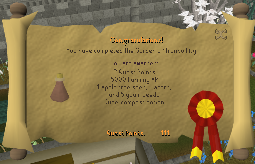 Quest completion scroll of Garden of Tranquillity