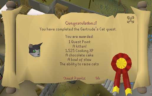 Quest completion scroll of Gertrude's Cat