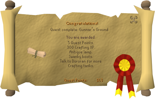 Quest completion scroll of Gunnar's Ground