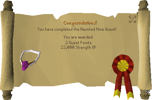Quest completion scroll of Haunted Mine