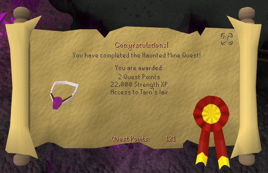 Quest completion scroll of Haunted Mine