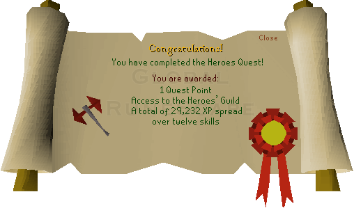 Quest completion scroll of Heroes' Quest