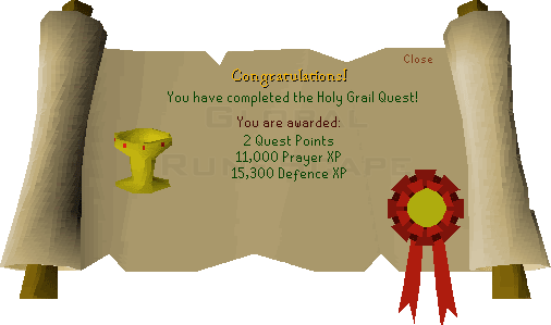 Quest completion scroll of The Holy Grail