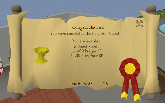 Quest completion scroll of The Holy Grail