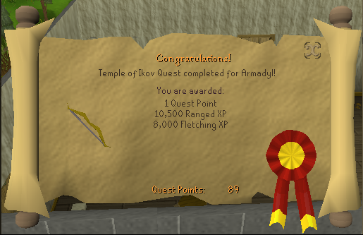 Quest completion scroll of Temple of Ikov