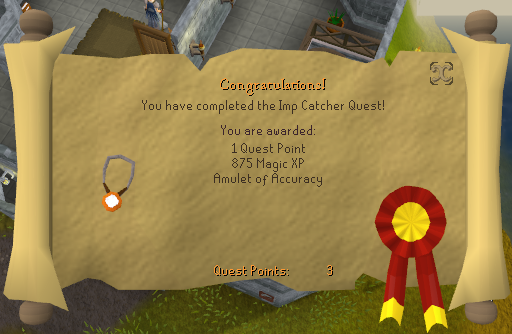 Quest completion scroll of Imp Catcher