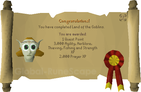 Quest completion scroll of Land of Goblins