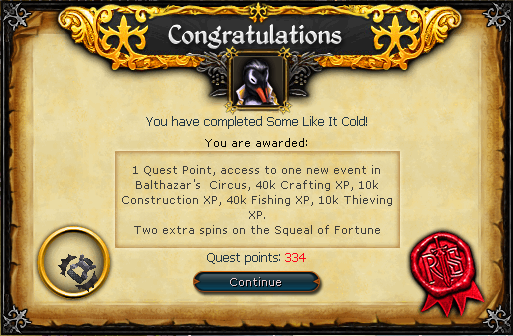 Quest completion scroll of Some Like it Cold