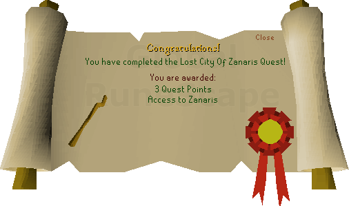 Quest completion scroll of Lost City