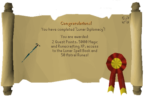 Quest completion scroll of Lunar Diplomacy