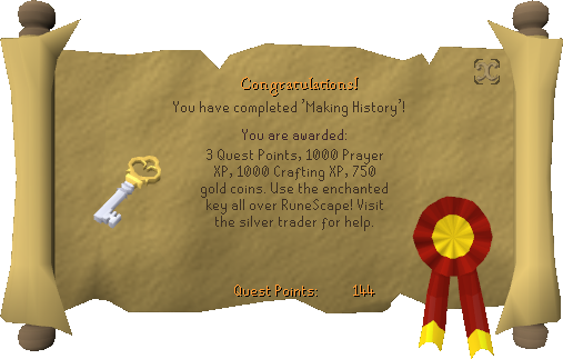 Quest completion scroll of Making History