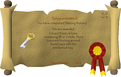 Quest completion scroll of Meeting History