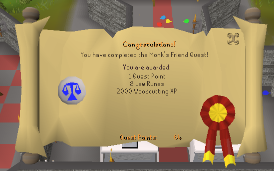 Quest completion scroll of Monk's Friend
