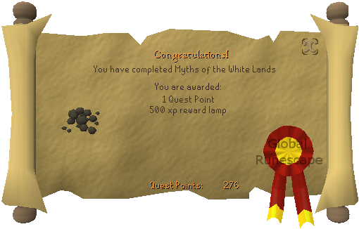 Quest completion scroll of Myths of the White Lands