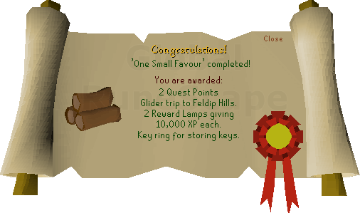 Quest completion scroll of One Small Favour