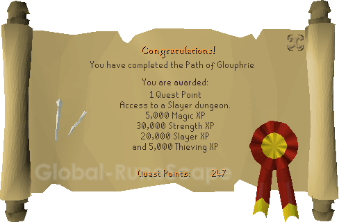 Quest completion scroll of The Path of Glouphrie