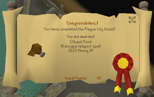 Quest completion scroll of Plague City
