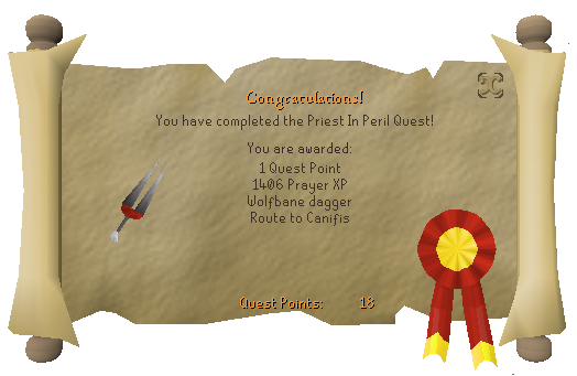 Quest completion scroll of Priest in Peril