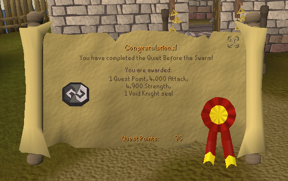 Quest completion scroll of Quiet Before the Swarm