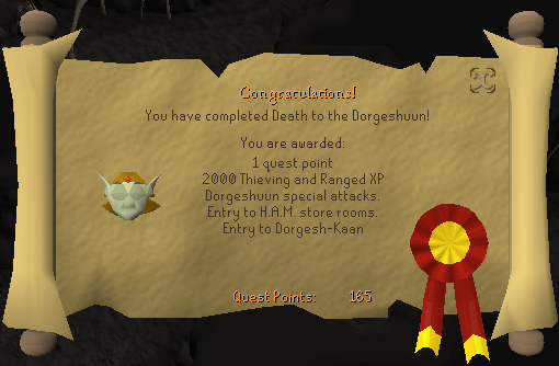 Quest completion scroll of Death to the Dorgeshuun