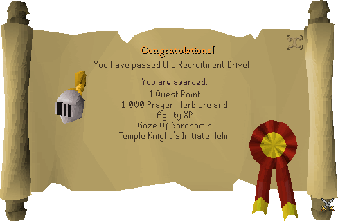 Quest completion scroll of Recruitment Drive