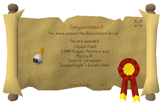 Quest completion scroll of Recruitment Drive