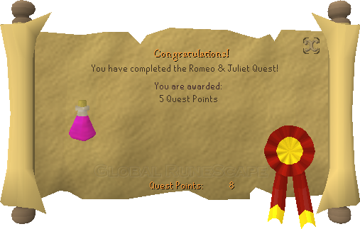 Quest completion scroll of Romeo and Juliet