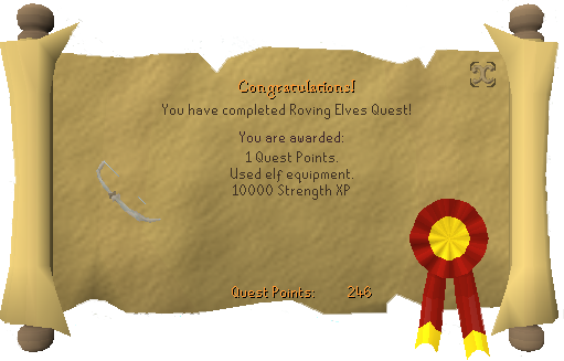 Quest completion scroll of Roving Elves