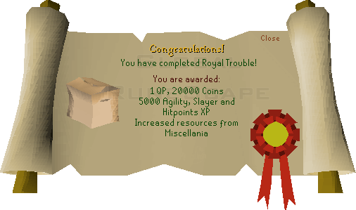 Quest completion scroll of Royal Trouble