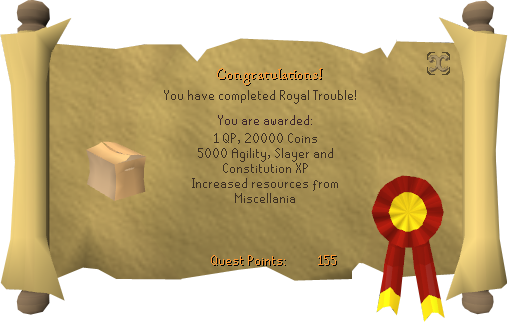 Quest completion scroll of Royal Trouble