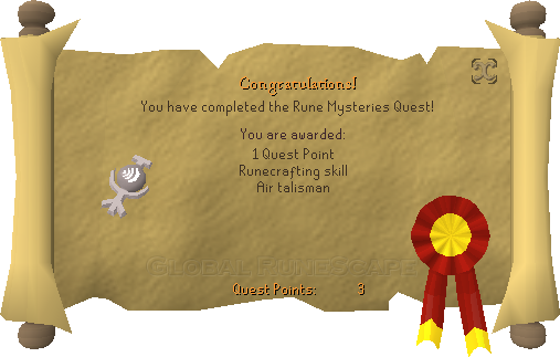 Quest completion scroll of Rune Mysteries