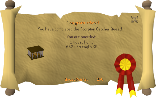 Quest completion scroll of Scorpion Catcher