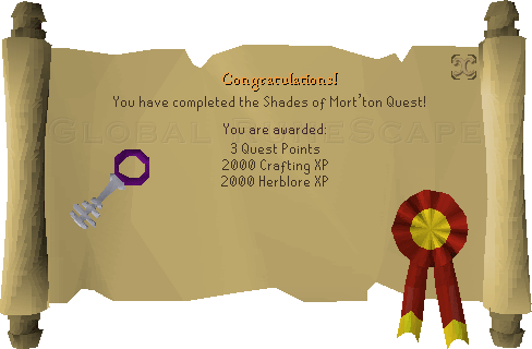 Quest completion scroll of Shades of Mort'ton
