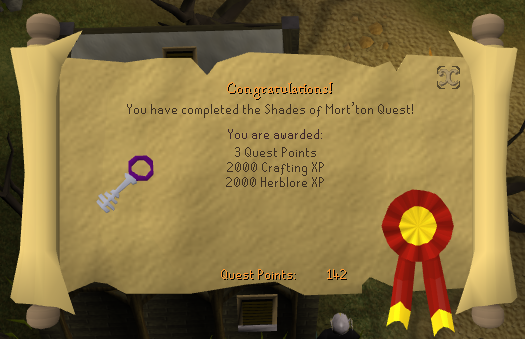 Quest completion scroll of Shades of Mort'ton